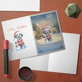 thumbnail image 3 of Merry Christmas Woofmas Xmas Noel Dalmatian Santa Snowman 5x7in Folded Greeting Card Dog Lover Single Note Card with Envelope - 13016, 3 of 5