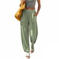 thumbnail image 3 of Feancey Barrel Sweatpants Women High Waisted Casual Baggy Pants Solid Color Loose Fit Wide Leg Pants Fashion Lounge Trouser with Pockets Green XL, 3 of 10