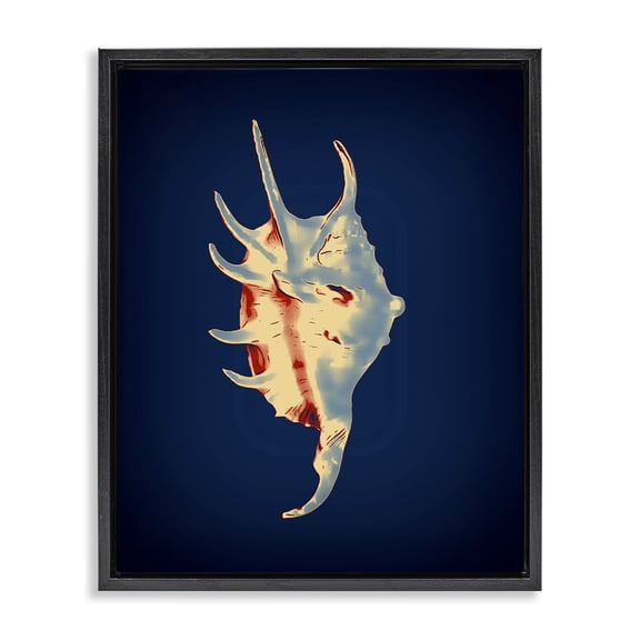Stupell Industries Spider Conch on Blue Nautical & Beach Painting Black Floater Framed Canvas Art Print Wall Art, 17 x 21