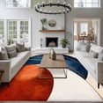 thumbnail image 3 of 8'x10' Area Rugs, Navy Blue Burnt Orange Indoor Outdoor Area Rug for Living Room Bedroom, Modern Boho Art Geometric Washable Bathroom Rugs Kitchen Floor Carpet Mats Home Decor Aesthetic, 3 of 8