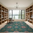 thumbnail image 2 of ODIKA 9'x12' Washable Area Rug Non-Slip, Chair-Friendly Tropical Floral Mosaic With Distressed Jungle Border Snake Vintage Refined for Dining Room, Basement, Large Office, 2 of 7
