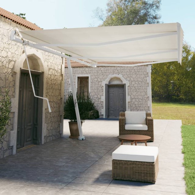 vidaXL Ensemble de Poteaux de Store Blanc 600x245 cm Fer