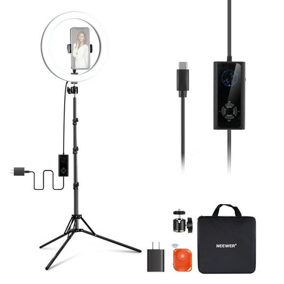 NEEWER 12" 24W High Power LED Ring Light for Phone with 71" Stand, Bi Color 2900K-7000K, USB Type C PD Input, CRI97+ 1810lux/0.5m 12 Scenes for Makeup Live Stream Zoom Calls TikT