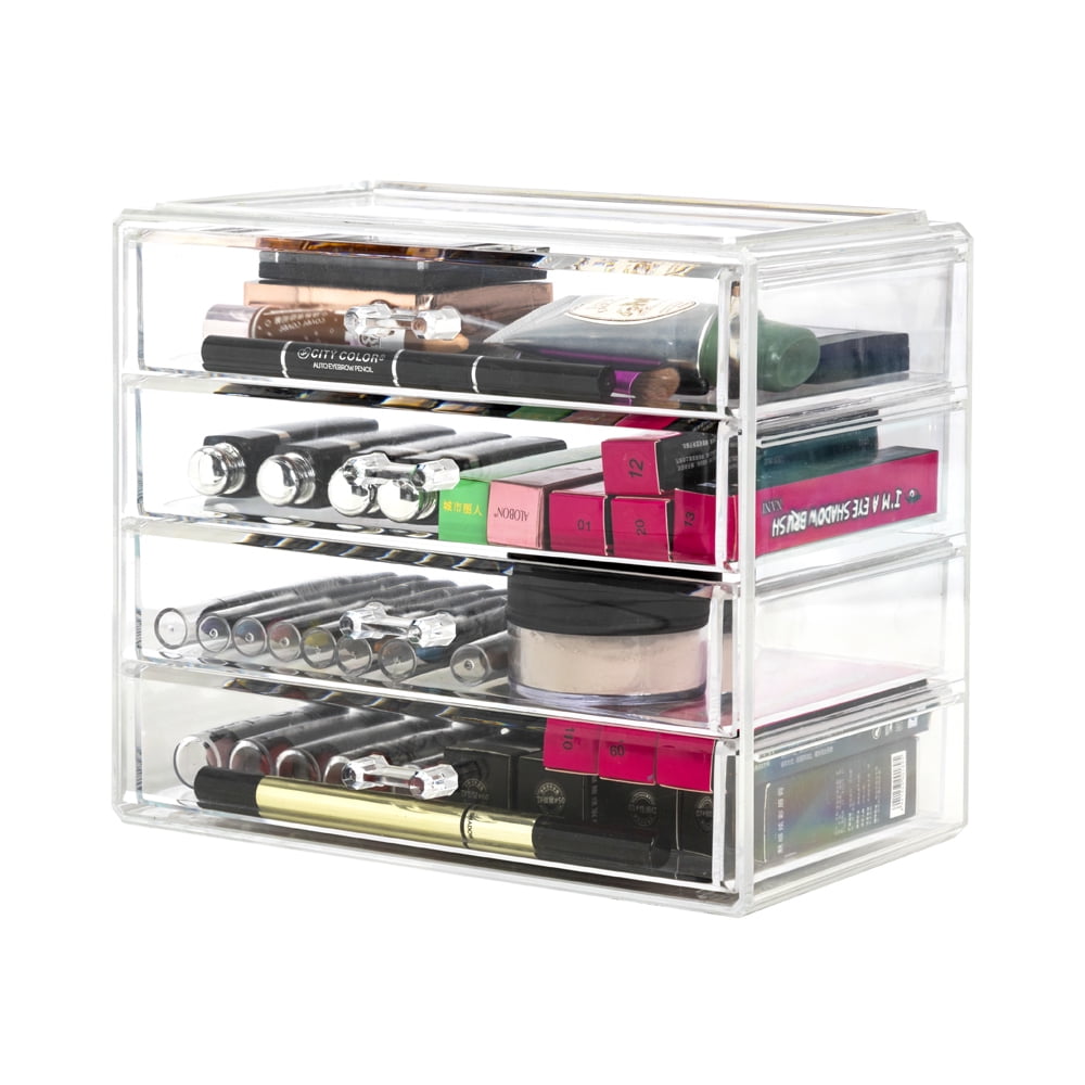 Acrylic Jewelry & Cosmetic Storage Display Box with 4 Large Drawers