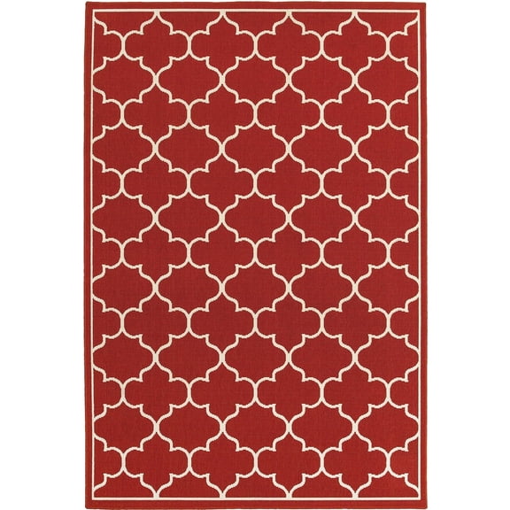 Oriental Weavers Meridian Area Rug 1295R Red Circles Curves 1' 10" x 2' 10" Rectangle