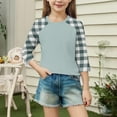 thumbnail image 5 of LJEFF Girl 3/4 Sleeve T-Shirt, Checkered Crew Neck Casual Spring Casual Tops for Girls Mint Green Size 13, 5 of 7