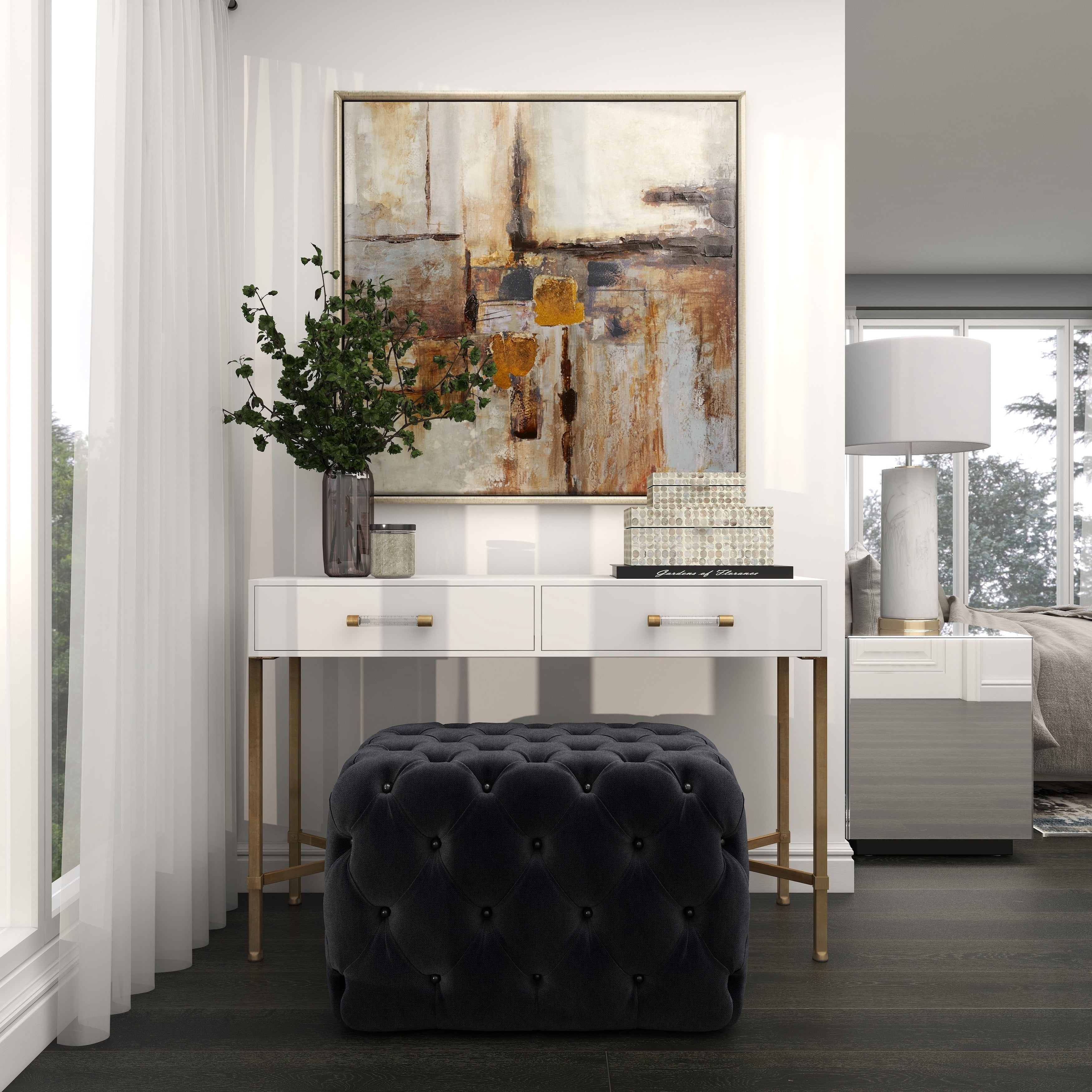 40" x 40" Abstract Framed Wall Art with Silver Frame, by DecMode