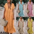 thumbnail image 1 of Femmes Boho Été Manches Courtes T-Shirt Décontracté en Coton Robe Ample Grande Taille, 1 of 5