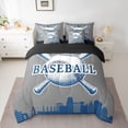 thumbnail image 2 of Homewish Cartoon Baseball Sports Twin Bedding Sets 7-Piece for Kid, Grey Blue City Print Bedding Comforter Set, Modern Ball Gaming Reversible Sheet Sets, Lightweight Room Decor, 2 of 7