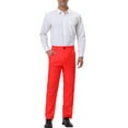 thumbnail image 2 of INSPIRE CHIC Pantalon Habillé pour Homme, devant Plat, Coupe Droite, Uni, Bal de Promo, 28, Rouge, 2 of 6