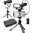thumbnail image 1 of Movo iVlogger Vlogging Kit para iPhone - Kit de inicio de YouTube compatible con Lightning para creadores de contenido - Accesorios: trípode para teléfono, soporte para teléfono, luz LED y micrófono t, 1 of 5