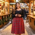 thumbnail image 2 of Agnes Orinda Women's Plus Size A Line Knee Length Flare Plaid Skirts 1X Red, 2 of 8