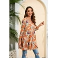 thumbnail image 5 of ENMAIN Women 3/4 Sleeve Tunic Tops Plus Size Shirts Orange Paisley Blouses Casual Loose T-Shirts 2XL, 5 of 8