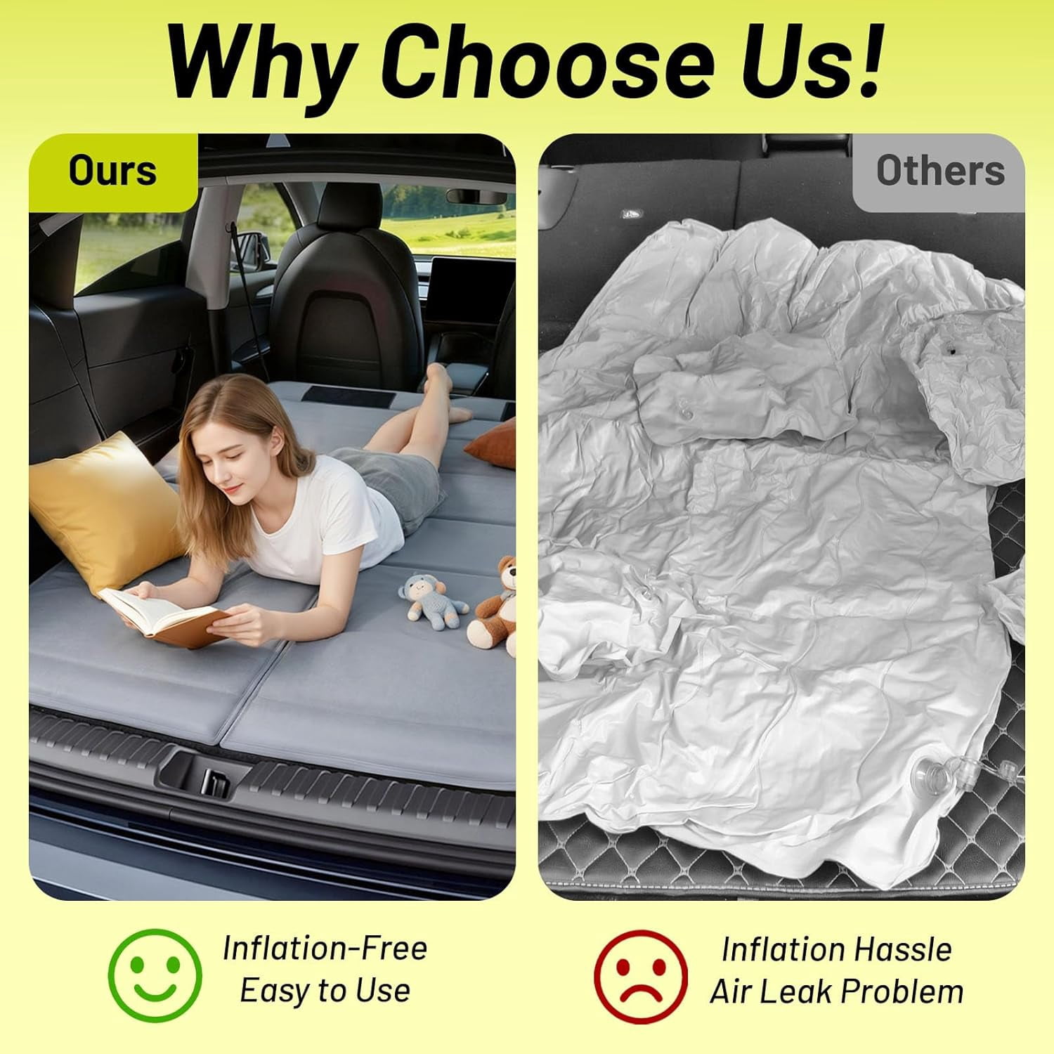 Car Bed for 2026 Kia Sorento, Foldable Non-Inflatable Memory Foam Camping Mattress, Thickened Portable Trunk Sleeping Pad, Air Mattress Upgrade for Camping & Travel Essentials, Outdoor Sleeping Bed