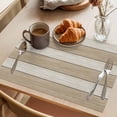 thumbnail image 3 of Brown Ombre Wooden Placemats Set of 12 Farmhouse Retro Khaki Wood Place Mats Indoor Wipeable Table Mats Washable Cloth Dining Table Placemats for Kitchen Holiday Party Home Decor 13x19 Inch, 3 of 9