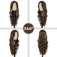 thumbnail image 4 of MORICA Party Wigs 26 Inch Brown Mixed Blonde Long Wavy Wig Natural Looking Cute Wigs for Daily Party, 4 of 6