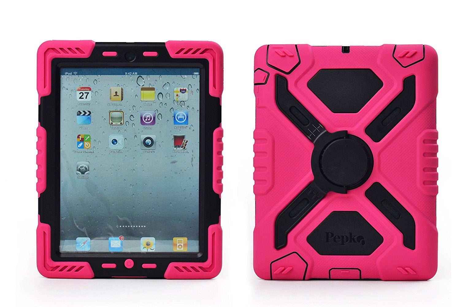 Pepkoo Ipad Mini 1& 2 Case Plastic Kid Proof Extreme Duty Dual