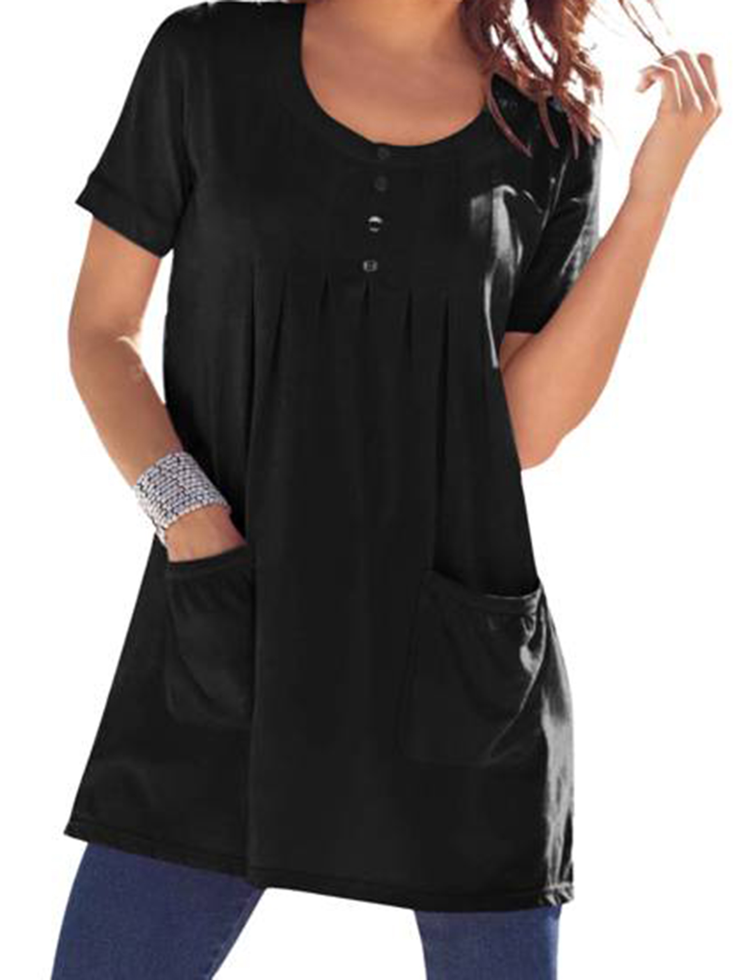 UVN Womens Long TShirts for Summer TwoPocket Loose Fit Tee Shirt