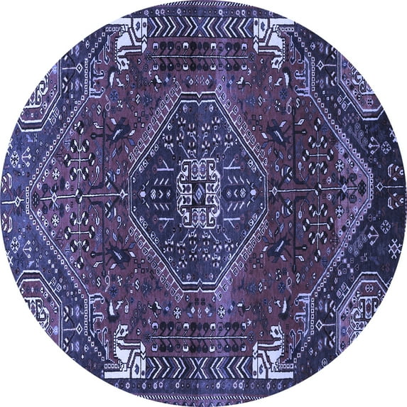 Ahgly Company Indoor Round Persian Blue Traditional Area Rugs, 7' Round