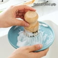 thumbnail image 3 of Tnobhg Dish Scrub Brush High-density Strong Bristles Wooden Handle Multifunctional Easy Cleaning Remove Stain Reusable Pot Washing Kitchen Cleaning Brush Kitchen Supplies, 3 of 7
