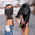 thumbnail image 2 of Rokment Wedges Gladiator Sandals for Women Beach Vintage Casual Color Block Leather Peep Toe Ankle Strap Platform Chunky Heeled Slingback Dress Summer Shoes Comfortable Walking Black Size 6, 2 of 6