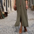 thumbnail image 3 of Vestido maxi de mujer sólido con escote en V profundo Vestido de manga larga con cordones divididos en otoño para niña Scienceny FS9538-02, 3 of 7