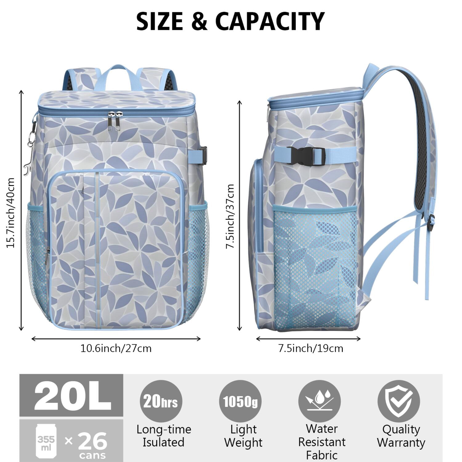 Travel Cooler Bag - Boho Bohemia Flower Camping Beer Cooler Backpack with Bottle Opener- Waterproof Insulated Picnic Backpacks - Cooler Bag for Beach