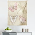 thumbnail image 1 of Abstract Tapestry, Butterflies Bugs Old Collector Image on Abstract Retro Backdrop Art, Fabric Wall Hanging Decor for Bedroom Living Room Dorm, 5 Sizes, Pale Pink and Pale Grey, by Ambesonne, 1 of 1