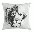 thumbnail image 1 of Tattoo Decor Throw Pillow Cushion Cover, The King of the Jungle Pencil Drawing Handmade Majestic Lion Head Image, Decorative Square Accent Pillow Case, 20 X 20 Inches, Grey and White, by Ambesonne, 1 of 2