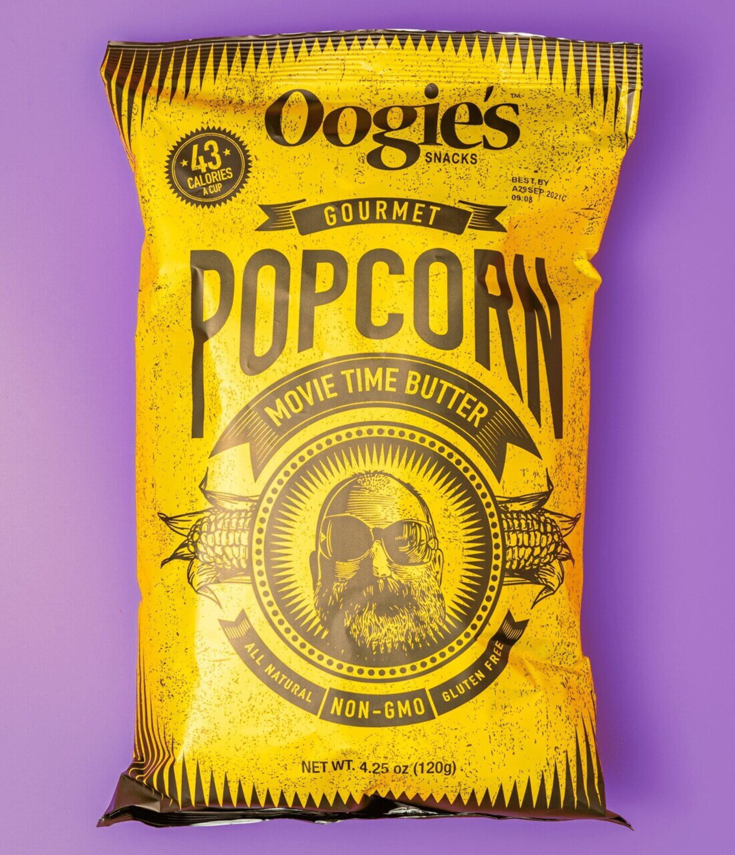 Oogie’s Snacks Gluten-Free Movie Time Butter Popcorn, 4.25 oz Big Bags (4 Count)