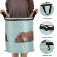 thumbnail image 3 of 50L Extra Large Popup Hamper Collapsible Laundry Basket With Zippered Lid 15.7x18.5in A Boy Was Lying with Capybara, 3 of 7