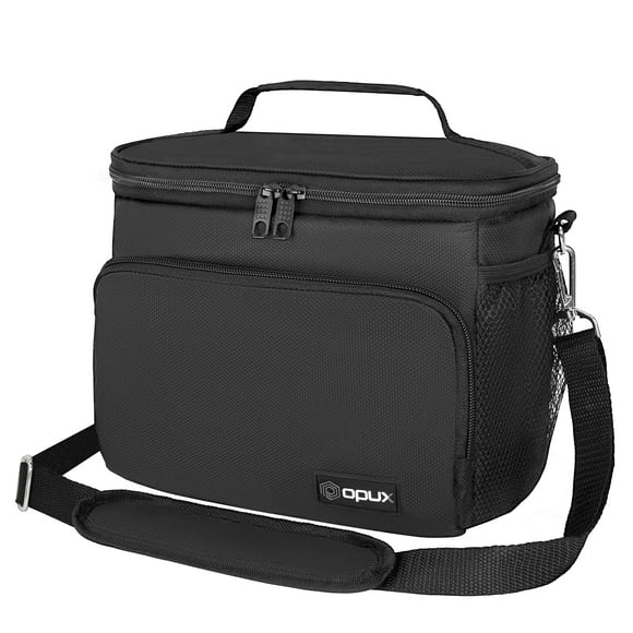 OPUX Insulated Lunch Bag for Men - Leakproof Lunch Box for Kids Office Work School Picnic - Reusable Soft Cooler Tote Bag Lunch Bag with Adjustable Shoulder Strap for Adult | Fits 14 Cans (Black)