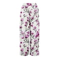 thumbnail image 5 of Womens Pants Pockets Boho Printed Elastic Waist Wide Leg Palazzo Pants for Women Work Beach Vacation Clothes Purple Pink M, 5 of 8