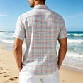 thumbnail image 4 of Fabrcox Mens Short Sleeve Button Down Shirts Plaid Collared Men Beach Shirt Summer Color Block Lightweight Men's Sun Shirt XL, 4 of 4