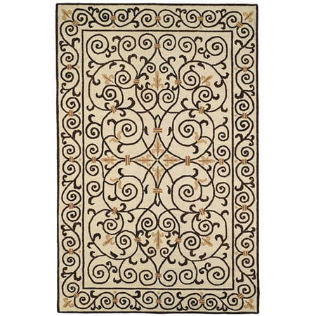 SAFAVIEH Chelsea Aragon Geometric Borders Wool Area Rug  Ivory/Dark Brown  3  x 3  Round Chelsea Rug Collection. Americana Area Rugs. The Chelsea Collection of Americana styled area rugs is a marvelous display of turn-of-the-century designs in warm  inviting color palettes. Made from 100% pure virgin wool pile for a soft feel and sophisticated look that enriches the character of home decor. Available in a wide selection of country or floral designs. Use the Chelsea rugs for a designer chic and transitional upgrade in your home.