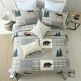 thumbnail image 6 of Y-PLWOMEN Cabin Quilt Queen Size - 100% Cotton Lodge Farmhouse Comforter Lightweight Quilted Bedspread, Plaid Bear and Deer Soft Bed Spread for Queen Bed with Pillow Shams, Grayish Brown/Green, 6 of 8