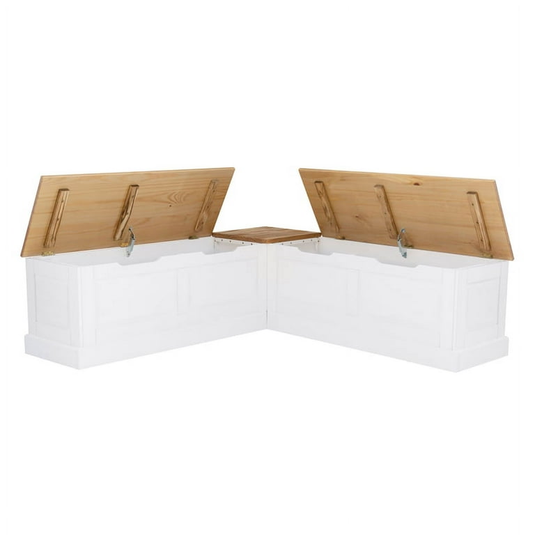 Linon Tobin Backless Two Tone Breakfast Nook Natural and White