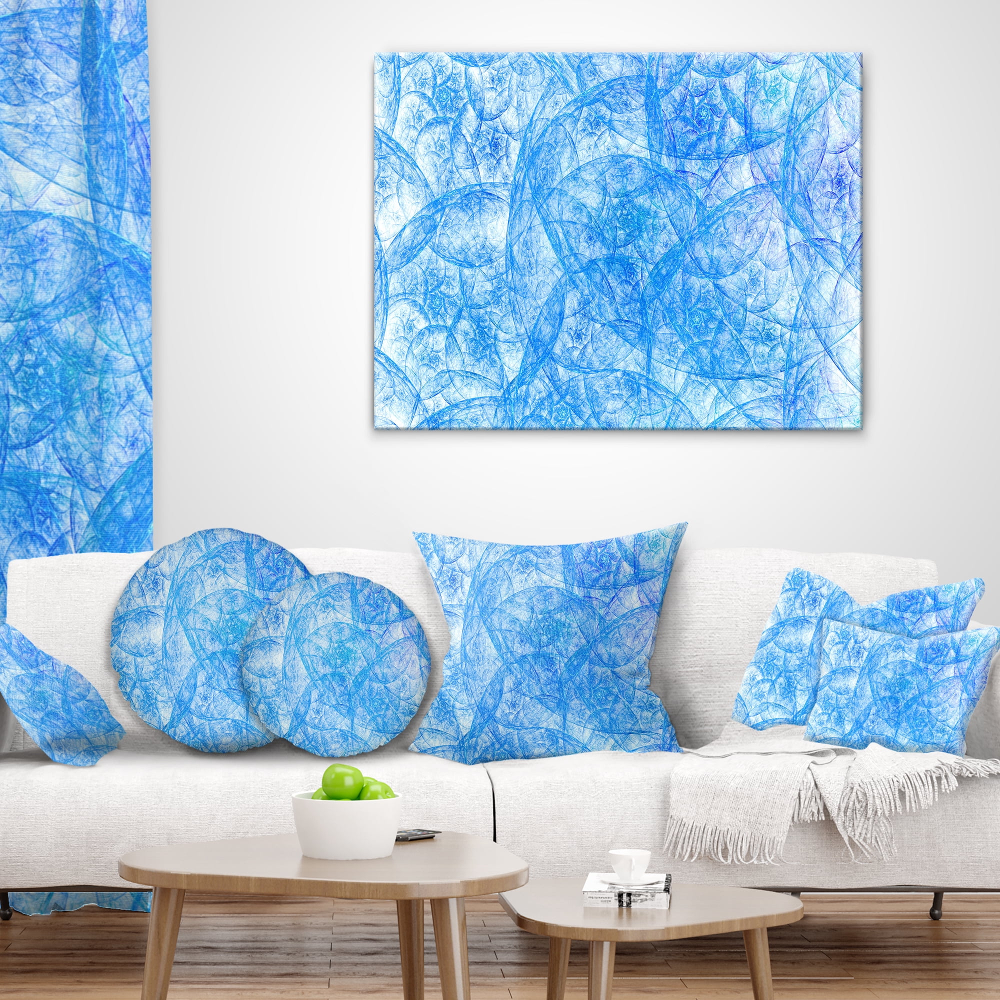 Designart Blue Fractal Dramatic Clouds - Abstract Throw Pillow - 16x16