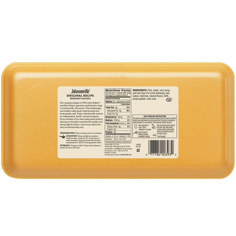 Johnsonville Original Breakfast Sausage Nutrition Clearance Seller