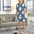 thumbnail image 7 of joogoo Men's Pajama Set Sport Baseball Star Stipes V-Neck Pj Shorts Set 2 Piece Loungewear Sleepwear M, 7 of 7