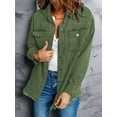 thumbnail image 5 of Women'S Oversized Denim Jacket Casual Long Sleeve Denim Shirts Distresse Jean Jacket 2025 Spring Outfits  Green L, 5 of 7