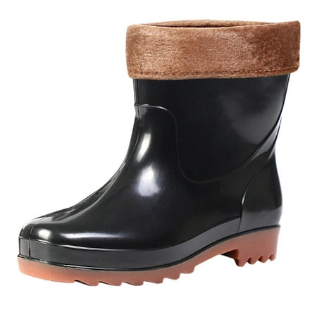 

Women Walking Shoes Man Short Cotton Rainboots Waterproof Rubber Boots For Garden Man Rain Footwear Rain Shoes Rain shoes for Men PVC Brown