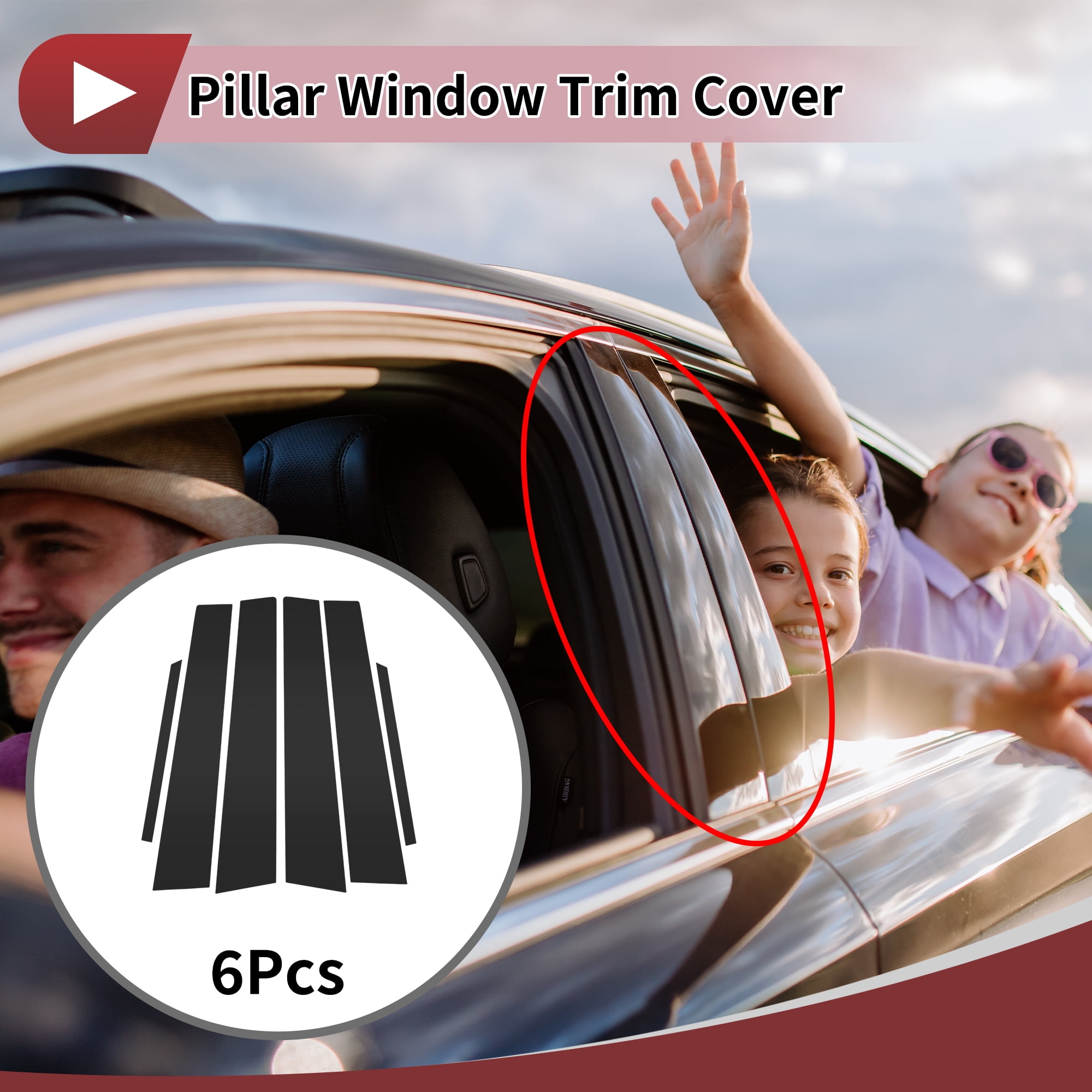 Unique Bargains 6 Pcs Car Door Pillar Window Trim for Toyota Corolla 2007-2013 Black