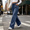 thumbnail image 6 of ClodeEU Women's Elastic Waist Wide Leg Jeans,Casual Loose Denim Pants with Pockets ,Women's S-XXL, 6 of 8