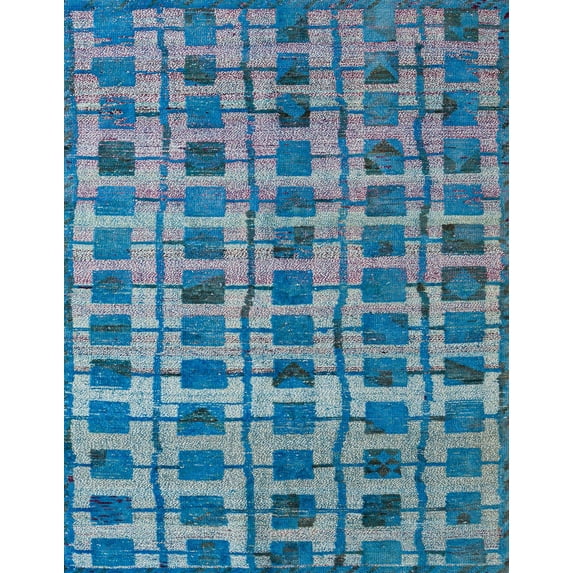 Ahgly Company Indoor Rectangle Abstract Denim Blue Area Rugs, 8' x 12'
