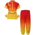 thumbnail image 2 of Miutii Kids Unisex Kung Fu Wing Chun Suit Traditional Tai Chi Uniforms Dragon Print Wing Chun Costume Red&Yellow 140, 2 of 9