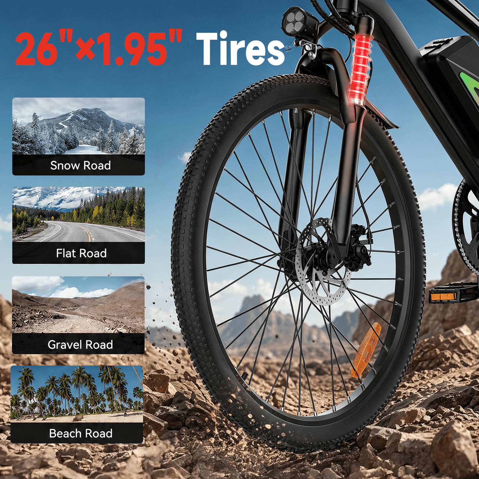 iSinwheel 750W Peak Electric Bike Adult,26" Mountain Bicycle Professional,Front Dual Shock Absorption Ebike,Up 20MPH,55 Miles,35 Speed,42V 13AH Removable Battery,Black