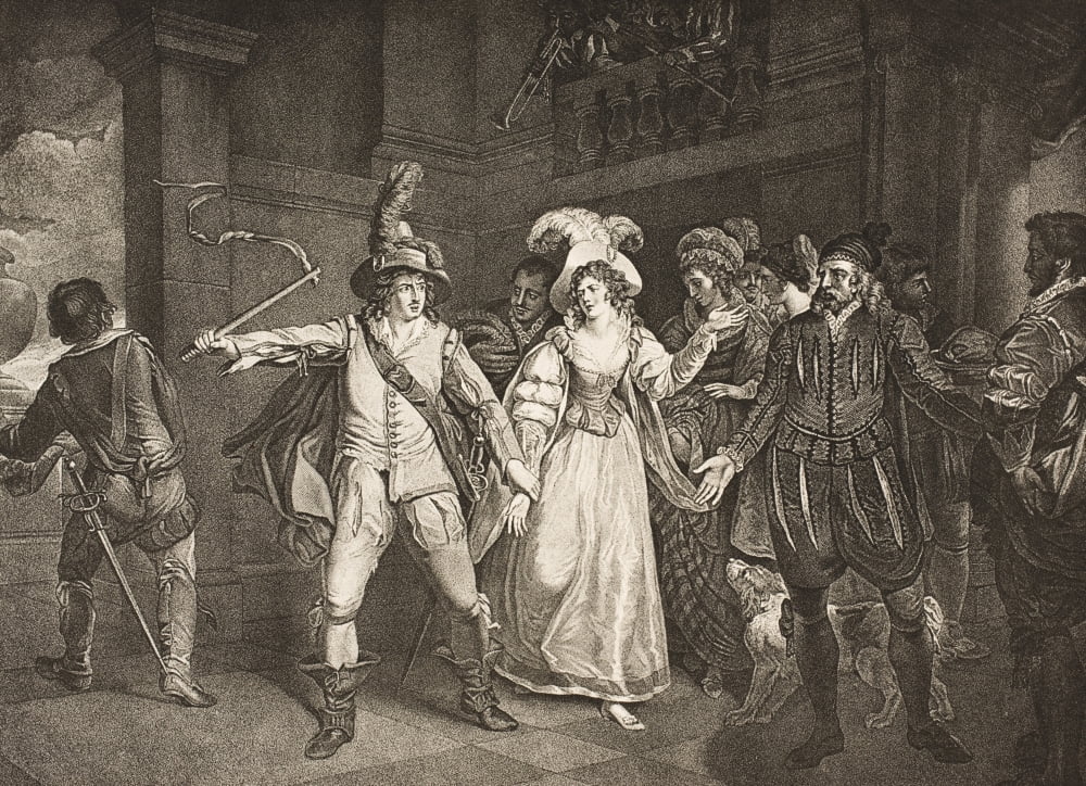 The Taming Of The Shrew Act Iii Scene Ii Padua Before BaptistaS House Petruchio KatharinaBiancaBaptista Hortensio Grumio And Train From The Boydell Shakespeare Gallery Published Late 19Th Century Afte