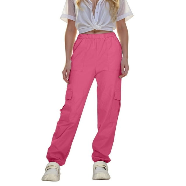 Slim Ankle-Binding Work Pants for Kids, Solid Color Casual Sports Pants with Pockets, Spring Summer Lightweight Cotton-Polyester Blend, Deep Blue, Size 120 cm