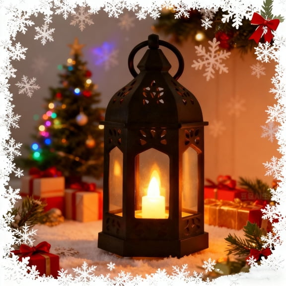 Christmas Indoor Outdoor Decorations Lights Flameless Wind Lamps Hexagonal Small Wind Lamps Christmas Halloween Home Decorations Party Desktop Decorations